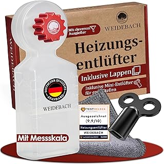 WEIDEBACH® Heizungsentlüftungsschlüssel mit Auffangbehälter (140ml), Heizungsentlüfter inkl….