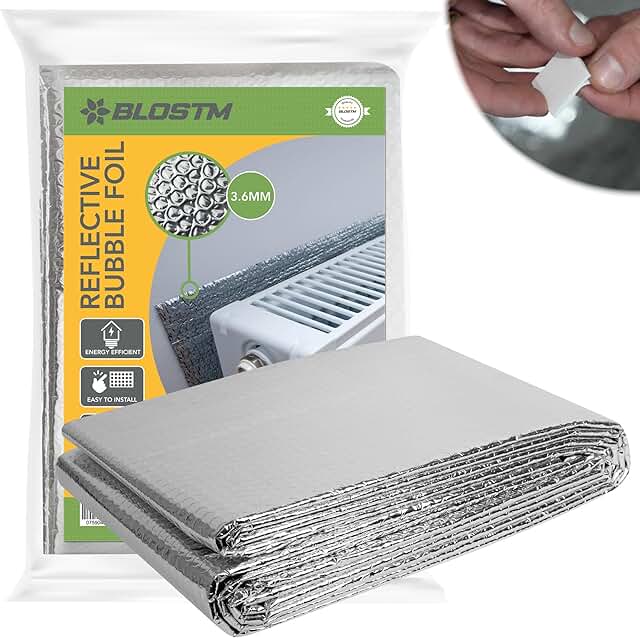 BLOSTM Heizkörper Reflexionsfolie Heizung – 5m x 60cm Isolierfolie Heizung, 3,6 mm Dicke Isolier…