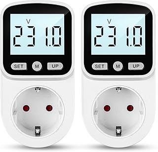 2 Stück Stromzähler für Steckdose 8 Modi Steckdose Energiekostenmessgerät mit LCD Hintergrund…