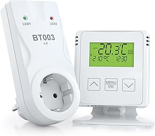 ELEKTROBOCK BT733 Funk-Raumthermostat mit Zwischensteckdose – 35 m Reichweite – Für elektrische …