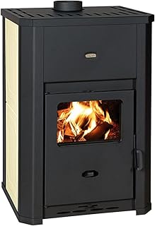 EEK A: Wasserführender Kaminofen PRITY WD W24 D, Creme – 24,3 kW Schwarz