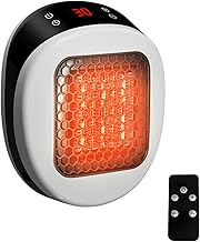 Steckdosen Heizlüfter mit Fernbedienung,Mini Keramik Heizung mit Thermostat und 12H Timer,600W,T…