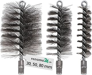 Renomo24 Ofenrohrbürste 3 Stück (30, 50, 80mm) / Heizkesselbürste mit M12 Gewinde, Kesselbürs…