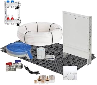 Fußbodenheizung Warmwasser Set 100m² Mini Dünnschichtsystem Set PE-RT Rohr Regelung A