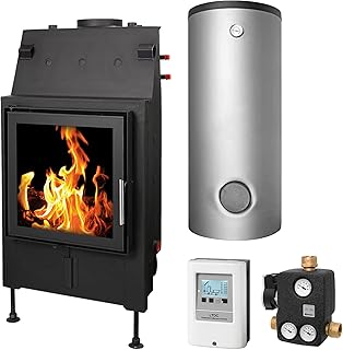 KS2949 No4 15kW wasserführender Kamineinsatz mit Glasrahmen – Komplett-Set mit Pufferspeicher TP…