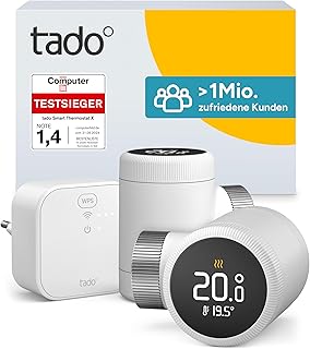 tado° Smartes Heizkörperthermostat X – Starter Kit mit Bridge X, Heizungssteuerung per App un…