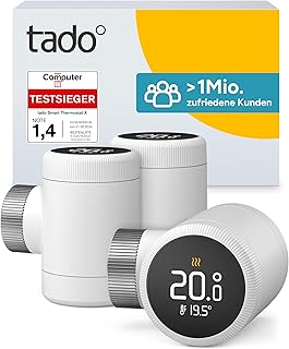 tado° Smartes Heizkörperthermostat X – Trio Pack, Heizungssteuerung per App und Smart Speaker…