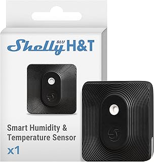 Shelly Blu H&T Schwarz | Bluetooth-gesteuerter Temperatur- und Luftfeuchtigkeitssensor | Spritzwa…