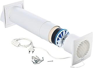 LIRAST 100mm Dezentrale Lüftungsanlage mit Wärmerückgewinnung – Wandlüfter mit Kabel und Zugs…