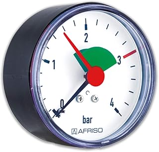 Rohrfeder-Manometer für Heizung/Sanitär – Axial, Afriso, Ø63mm, DN10 (3/8″), 2,5bar Markierung