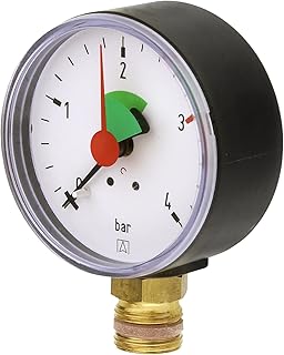 Cornat T593700 Manometer 0-4 bar,selbstdichtend für Anschluss von unten, 3/8 Zoll