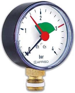 Rohrfedermanometer für Heizung/Sanitär – Radial, Afriso, Ø 63 mm, DN8 (1/4″), Kennzeichnung 3 bar