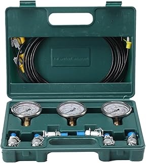 NICCOO Hydraulisches Manometer-Kit, 8700PSI Stark Hydraulikdrucktestkit Druckprüfgerät, 250Bar-…
