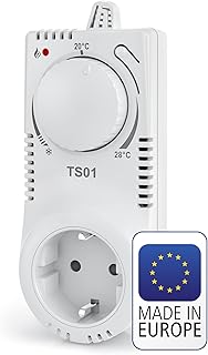 ELEKTROBOCK TS01 Steckerthermostat | Einfache Bedienung mit automatischer Nachtabsenkung | EIN Kn…