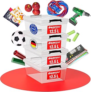 ATHLON TOOLS 4x 12.5 L Aufbewahrungsboxen mit Deckel, lebensmittelecht – Verschlussclips – 100% N…