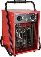 DEDRA Elektrischer Heizlüfter 5 kW, 400 V, quadratisch, rot, für gut isolierte Räume, Thermost…