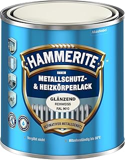 Hammerite Innen Metallschutz- und Heizkörperlack Glänzend, Weiß, 500ml