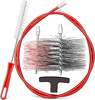 Kaminofen und Pelletofen Reinigungsset, mit Flexibler Schubstange, 80 und 150 mm Ofenrohrbürsten