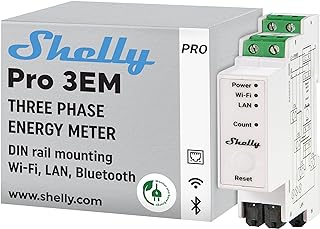 Shelly Pro 3EM (120A) | WLAN & LAN DIN-Schiene 3-Phasen Energiezähler | Echtzeit-Überwachung | …