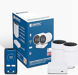 UNITEC Smart Heizkörper-Thermostat Starter Set 2+1 mit LCD Display, kompatibel mit Amazon Alexa …