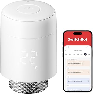 SwitchBot Smart Heizkörperthermostat, Bluetooth-Thermostat mit App-Streuerung&Zeitplanung, Energ…