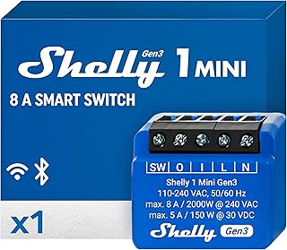 Shelly 1 Mini Gen3 | WLAN Smart Relais Schalter mit Potentialfreie Kontakte| 1 Kanal 8A | Lichtst…