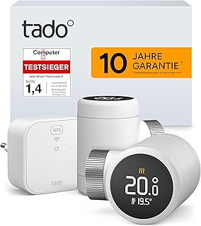 tado° Smartes Heizkörperthermostat X – Starter Kit mit Bridge X, Heizungssteuerung per App un…