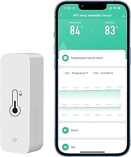 Comboss WiFi-Hygrometer Thermometer-Sensor, kabelloser Temperatur- und Feuchtigkeitssensor für d…