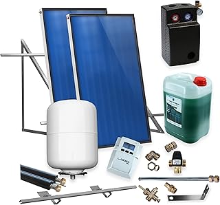 SUNEX® Solarthermie Komplett | Solaranlage | Solarpaket | 2x Kollektoren AMX 2.0 + Aufdachmontag…
