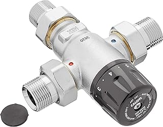 Caleffi 521500 Thermomischer 3/4 Zoll 30 – 65 °C Verkalkungsunempfindlich Einstellbar Entzinkung…