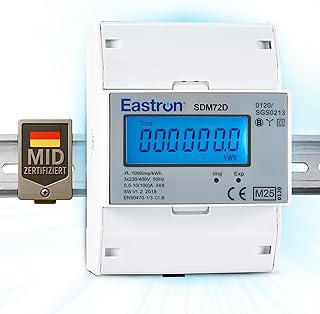 EASTRON SDM72D-MID Stromverbrauchsmesser – 100A Drehstromzähler – Stromzähler 3 Phasen – 10…