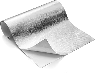 FLASLD Aluminisierte Hitzeschutzmatte, thermische Barriere, selbstklebende Rückseite, Hitzedecke…